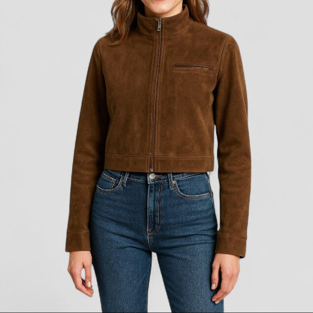 Elegant Damjacka | Tidlös Mockastil med Hög Krage | Mångsidig Design för Vår och Höst 1
