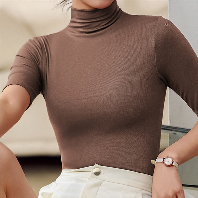 Elegant Damtopp med Turtleneck i Mjuk Stickning för Bekväm Stil 3