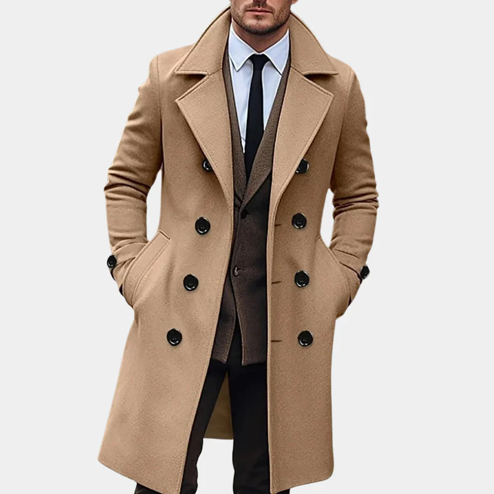 Elegant Dubbelknäppt Överrock för Män med Topp Slag | Skräddarsydd Design för Stil och Komfort 2