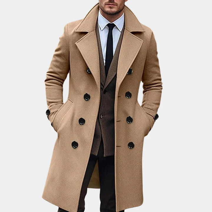 Elegant Dubbelknäppt Överrock för Män med Topp Slag | Skräddarsydd Design för Stil och Komfort 2