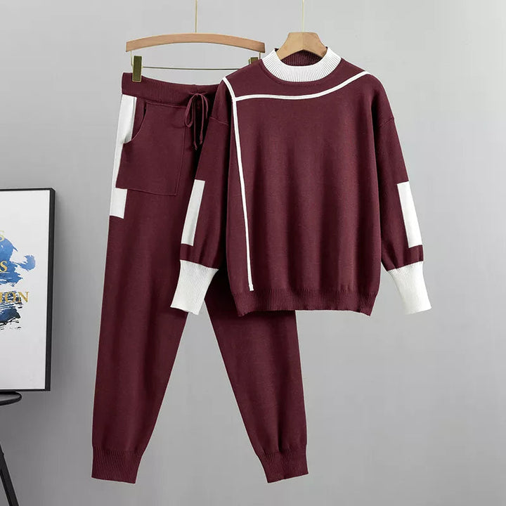 Elegant Hemset för Kvinnor | Högkragad Tröja med Dragsko Byxor | Mjuk och Bekväm Design för Avkoppling 0