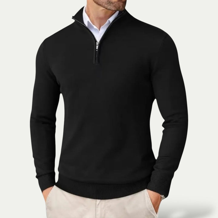 Elegant Herr Tröja | Halv Dragkedja med Långa Ärmar | Mångsidig Stil för Smart Casual 0