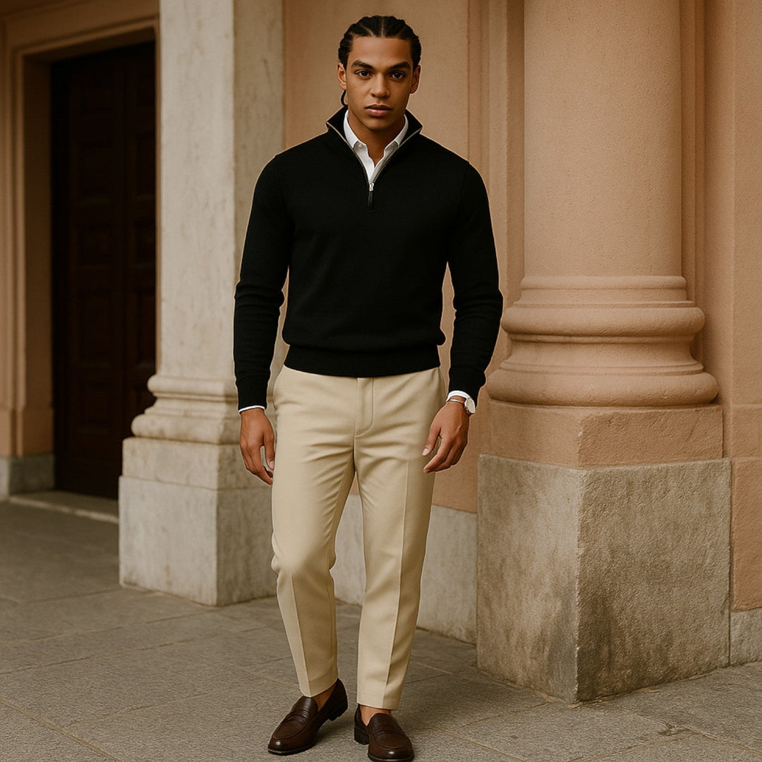 Elegant Herr Tröja | Halv Dragkedja med Långa Ärmar | Mångsidig Stil för Smart Casual 1