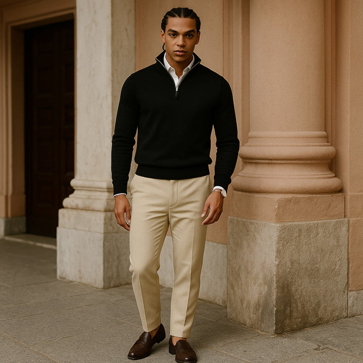 Elegant Herr Tröja | Halv Dragkedja med Långa Ärmar | Mångsidig Stil för Smart Casual 1