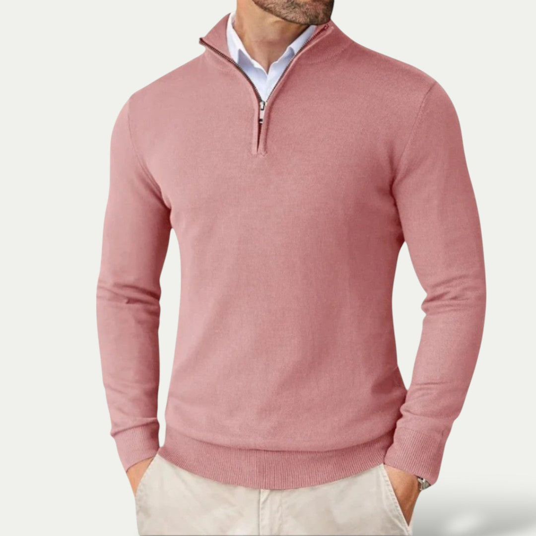 Elegant Herr Tröja | Halv Dragkedja med Långa Ärmar | Mångsidig Stil för Smart Casual 2