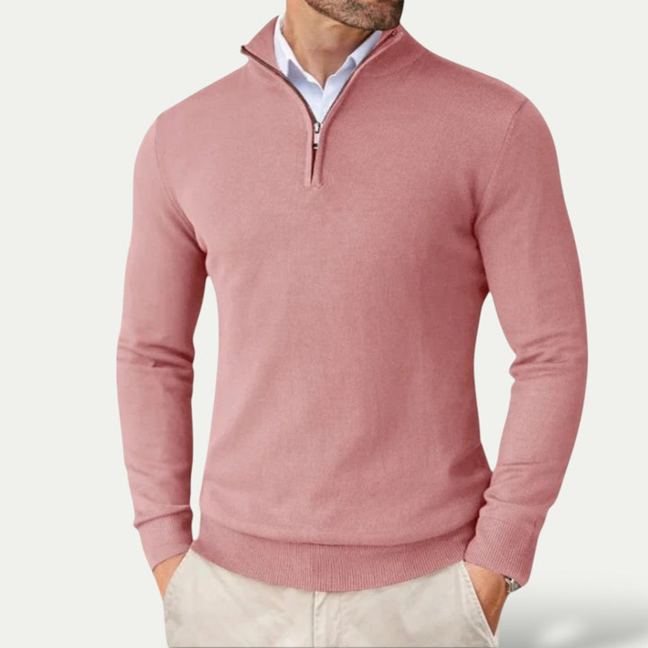 Elegant Herr Tröja | Halv Dragkedja med Långa Ärmar | Mångsidig Stil för Smart Casual 2