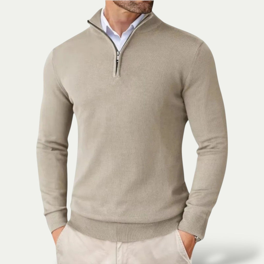 Elegant Herr Tröja | Halv Dragkedja med Långa Ärmar | Mångsidig Stil för Smart Casual 3