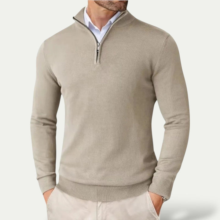Elegant Herr Tröja | Halv Dragkedja med Långa Ärmar | Mångsidig Stil för Smart Casual 3