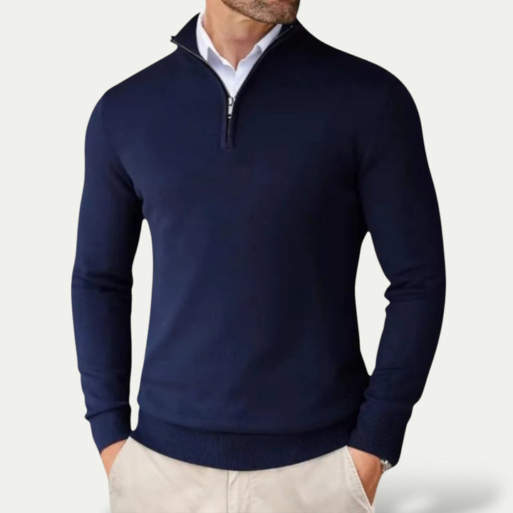 Elegant Herr Tröja | Halv Dragkedja med Långa Ärmar | Mångsidig Stil för Smart Casual 4