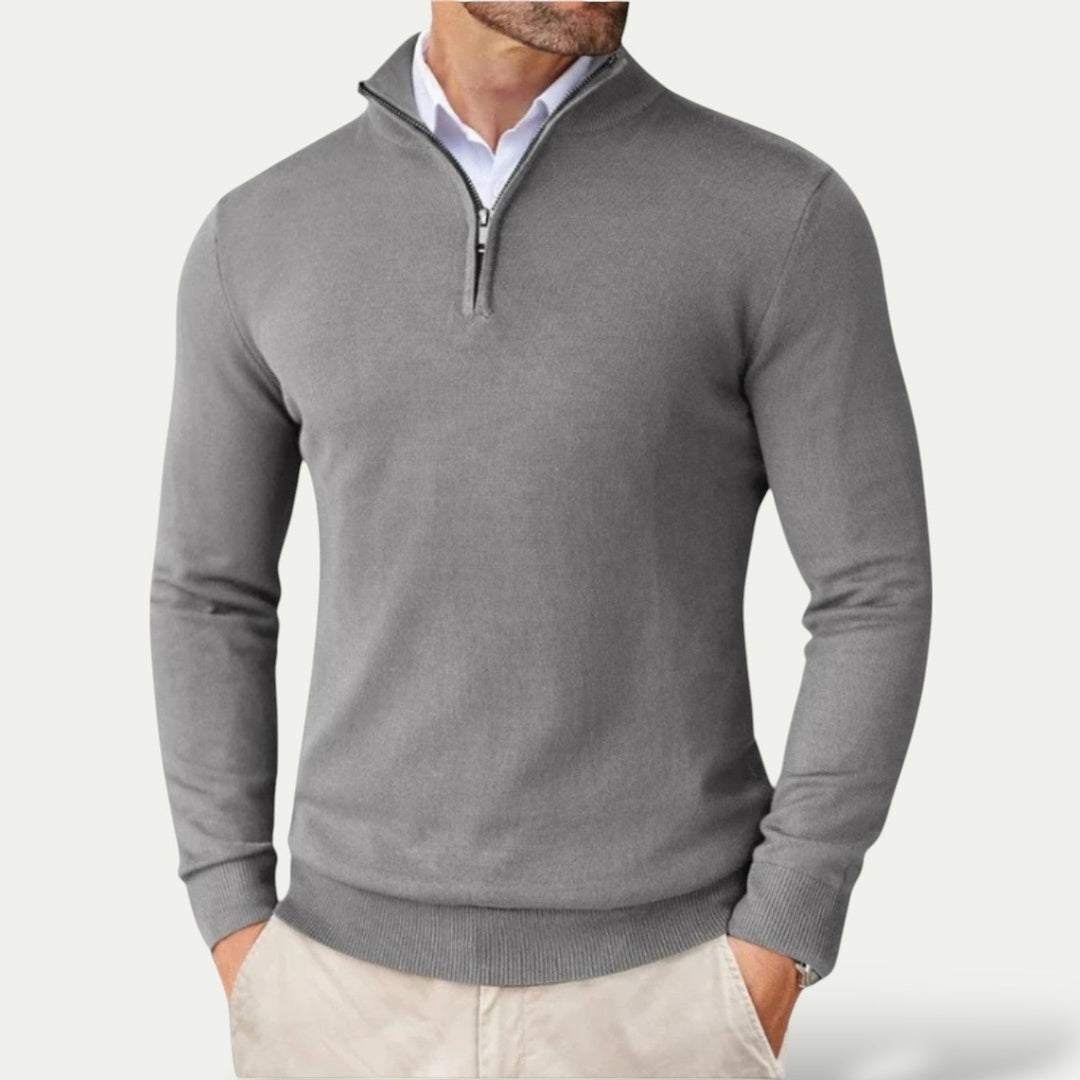 Elegant Herr Tröja | Halv Dragkedja med Långa Ärmar | Mångsidig Stil för Smart Casual 5