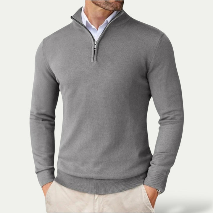 Elegant Herr Tröja | Halv Dragkedja med Långa Ärmar | Mångsidig Stil för Smart Casual 5