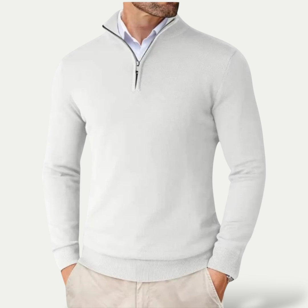 Elegant Herr Tröja | Halv Dragkedja med Långa Ärmar | Mångsidig Stil för Smart Casual 6