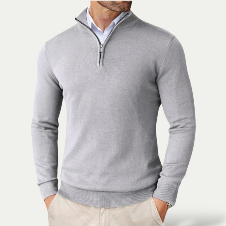 Elegant Herr Tröja | Halv Dragkedja med Långa Ärmar | Mångsidig Stil för Smart Casual 7