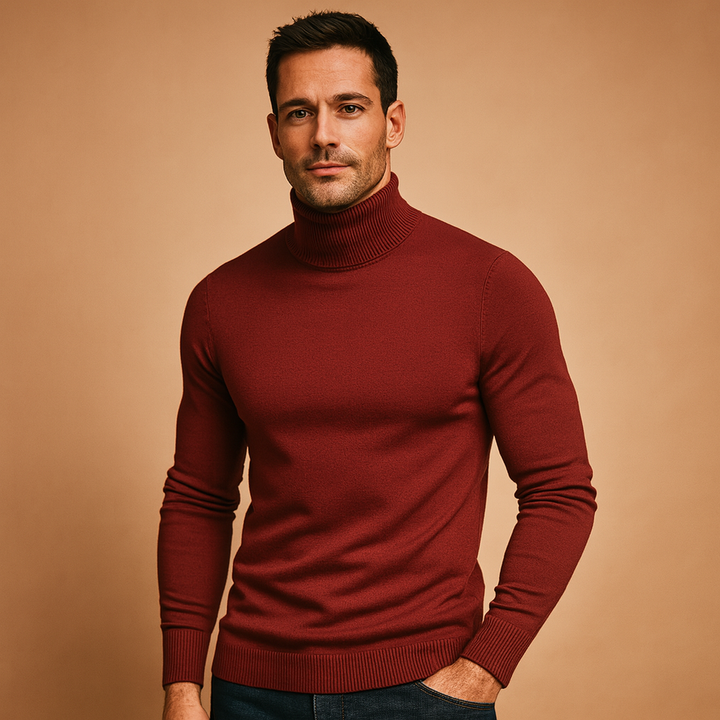 Elegant Herr Tröja | Slim Fit Rullhalströja i Mjukt Tyg för Komfort och Stil 2