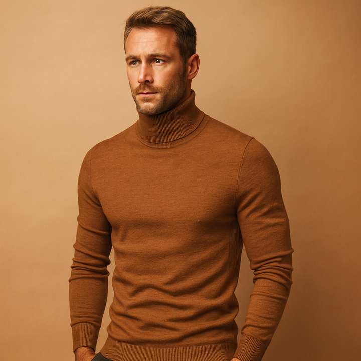 Elegant Herr Tröja | Slim Fit Rullhalströja i Mjukt Tyg för Komfort och Stil 3