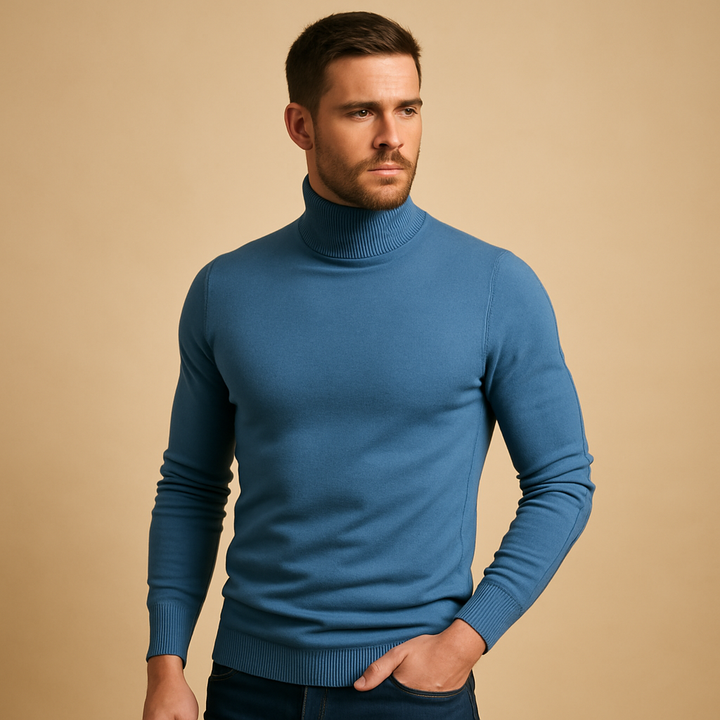Elegant Herr Tröja | Slim Fit Rullhalströja i Mjukt Tyg för Komfort och Stil 4