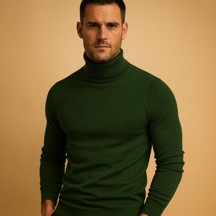 Elegant Herr Tröja | Slim Fit Rullhalströja i Mjukt Tyg för Komfort och Stil 5