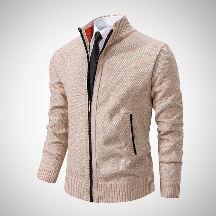 Elegant Herr Tröja med Dragkedja | Modern Stickad Tröja för Komfort och Stil 0