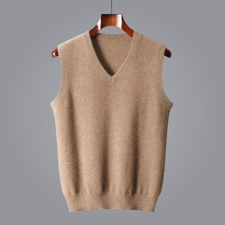 Elegant Herr Väst | Ärmlös Stickad V-Ringad Design för Stil och Komfort 0