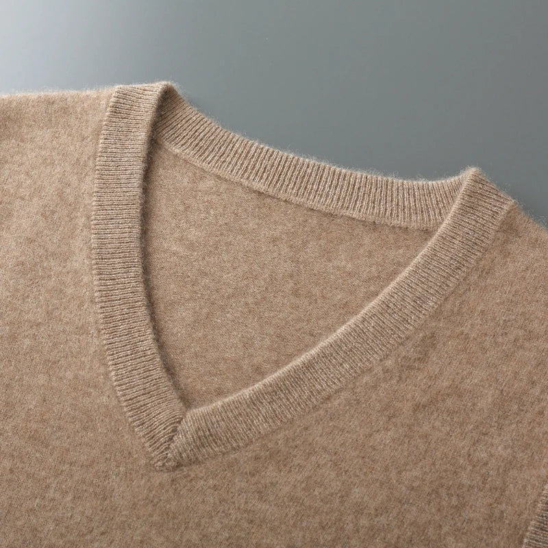 Elegant Herr Väst | Ärmlös Stickad V-Ringad Design för Stil och Komfort 2