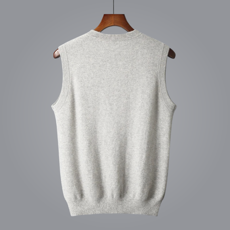 Elegant Herr Väst | Ärmlös Stickad V-Ringad Design för Stil och Komfort 5
