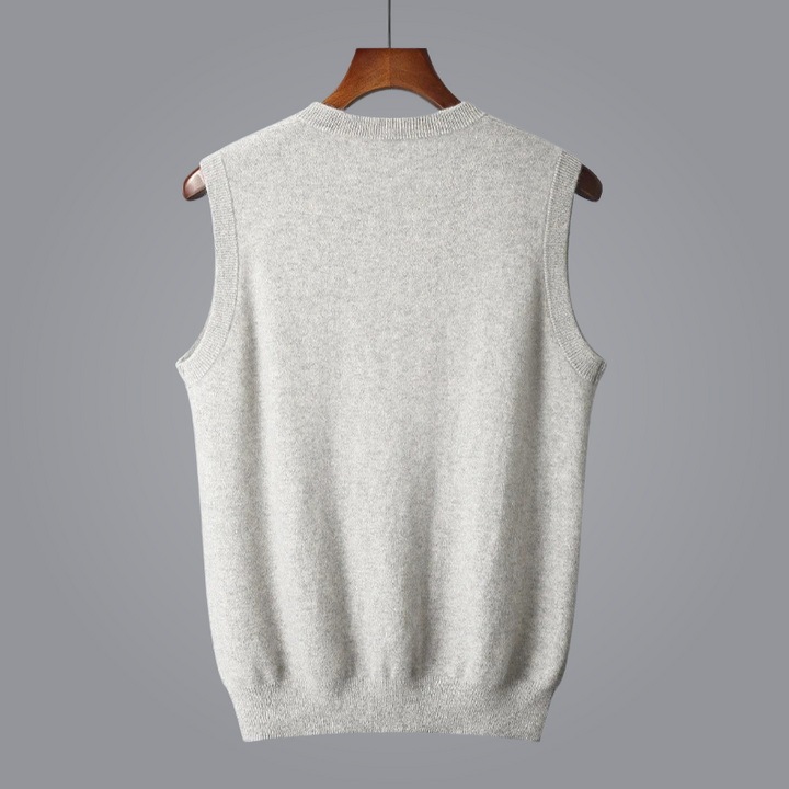 Elegant Herr Väst | Ärmlös Stickad V-Ringad Design för Stil och Komfort 5