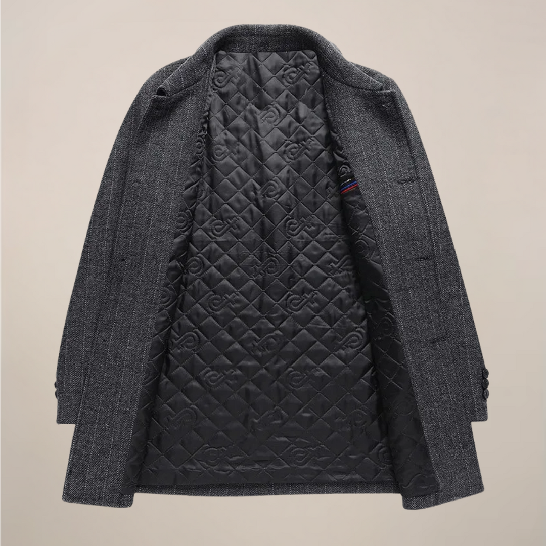 Elegant Herringbone Herr Rock med Spetsig Krage | Stilig och Maskintvättbar för Vinterpendling 3