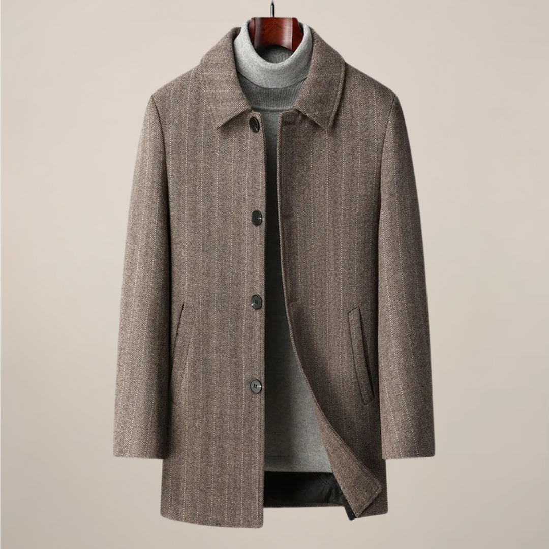 Elegant Herringbone Herr Rock med Spetsig Krage | Stilig och Maskintvättbar för Vinterpendling 5