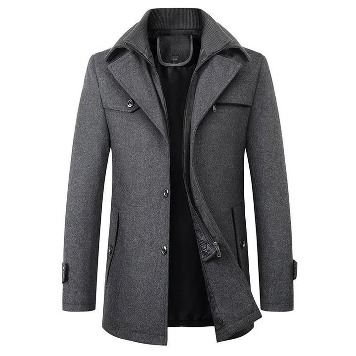 Elegant Herrkappa med Dubbelstängning & Skräddarsydd Lapel | Mångsidig Design för Kalla Dagar 1