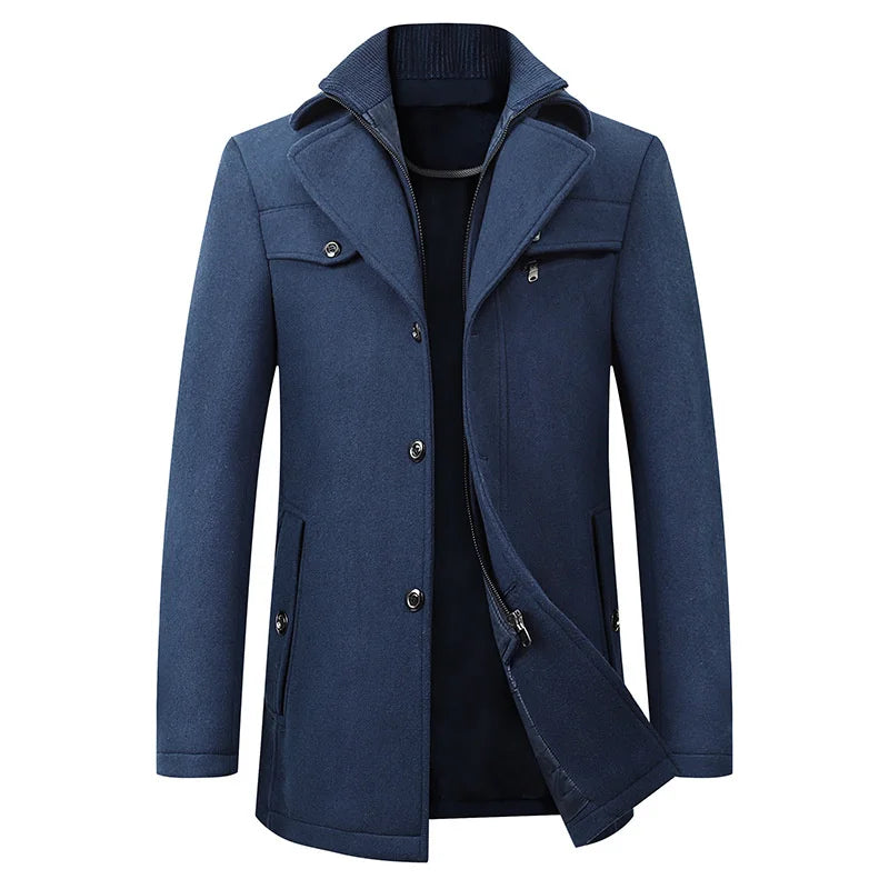 Elegant Herrkappa med Dubbelstängning & Skräddarsydd Lapel | Mångsidig Design för Kalla Dagar 2