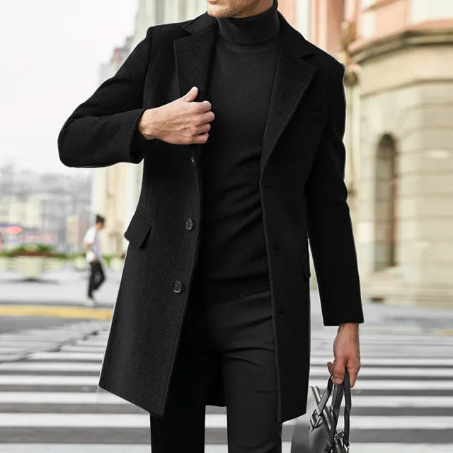 Elegant Herrkappa med Slag och Knäppning för Värme och Stil 0