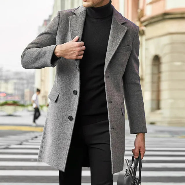 Elegant Herrkappa med Slag och Knäppning för Värme och Stil 1