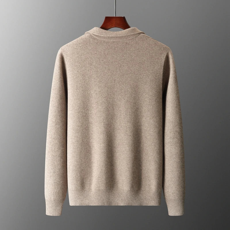Elegant Herrkofta | Zip Up Cardigan med Skjortkrage &amp; Fickor | Mångsidig Stil för Smart-Casual Look 1