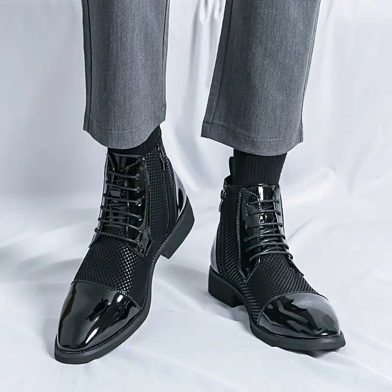Elegant Houndstooth | Derby-skor för Män med Spetsig Tå | Stilren Design för Vardags och Fest 0
