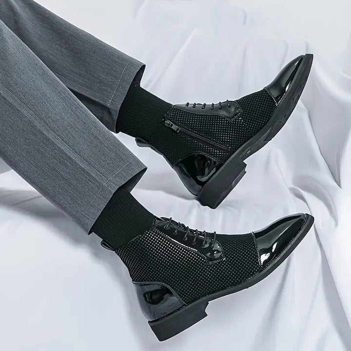 Elegant Houndstooth | Derby-skor för Män med Spetsig Tå | Stilren Design för Vardags och Fest 1