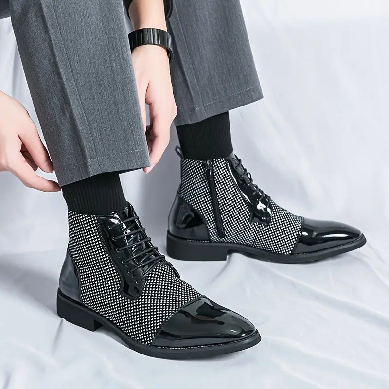 Elegant Houndstooth | Derby-skor för Män med Spetsig Tå | Stilren Design för Vardags och Fest 2