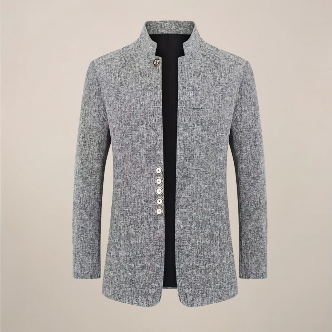 Elegant Jacka med Ståkrage för Män | Modern Enkelknäppt Design med Fickor för Allt-i-ett Stil 0