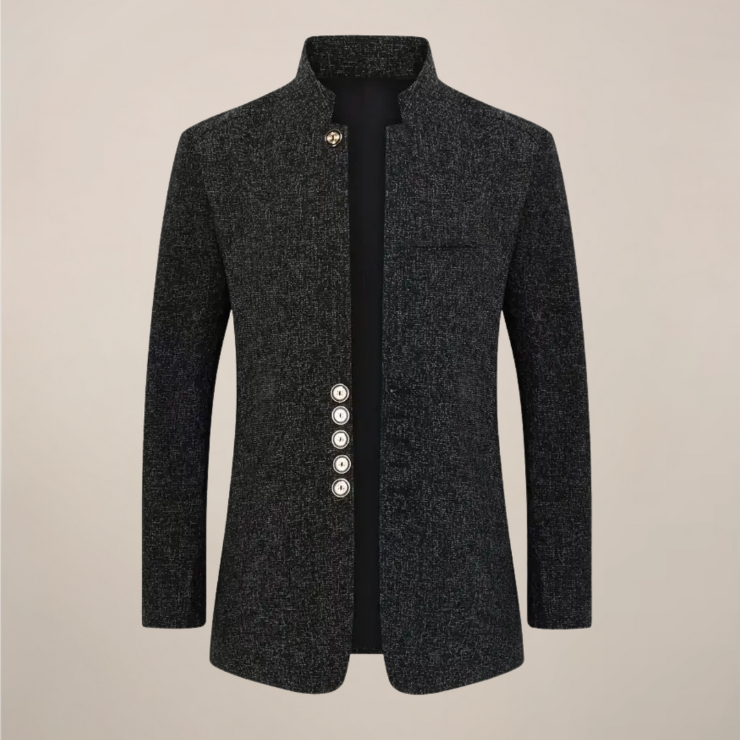 Elegant Jacka med Ståkrage för Män | Modern Enkelknäppt Design med Fickor för Allt-i-ett Stil 3