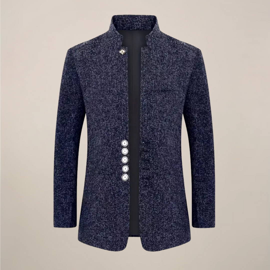Elegant Jacka med Ståkrage för Män | Modern Enkelknäppt Design med Fickor för Allt-i-ett Stil 4