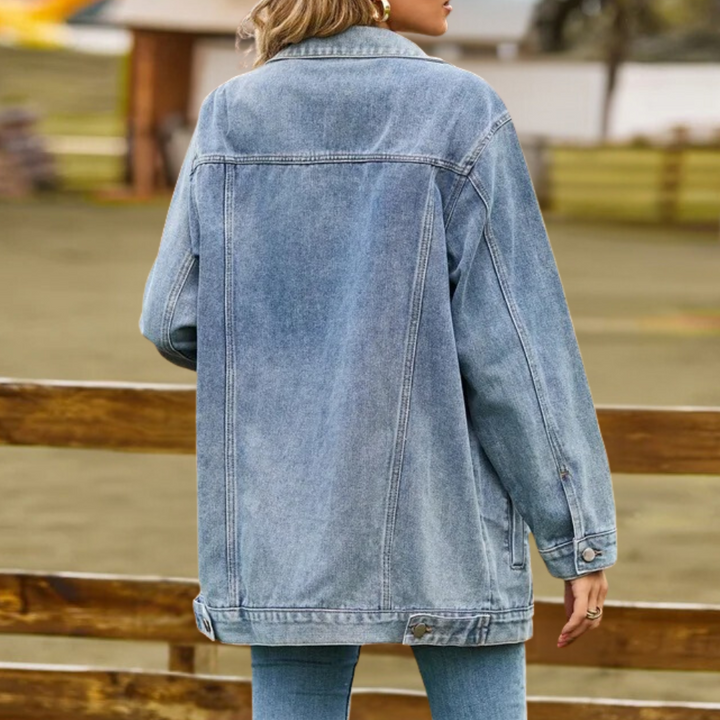 Elegant Jeansjacka Dam | Svart Denimjacka med Praktiska Fickor | Tidlös Stil för Varje Tillfälle 1