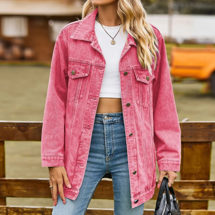 Elegant Jeansjacka Dam | Svart Denimjacka med Praktiska Fickor | Tidlös Stil för Varje Tillfälle 4