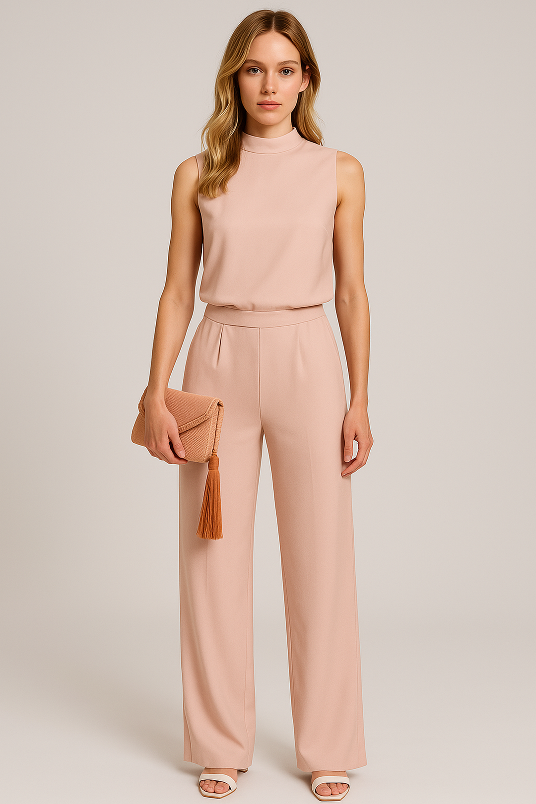 Elegant Jumpsuit Med Vida Ben För Kvinnor | Ärmlös Design Med Elastisk Midja För Komfort Och Stil 2