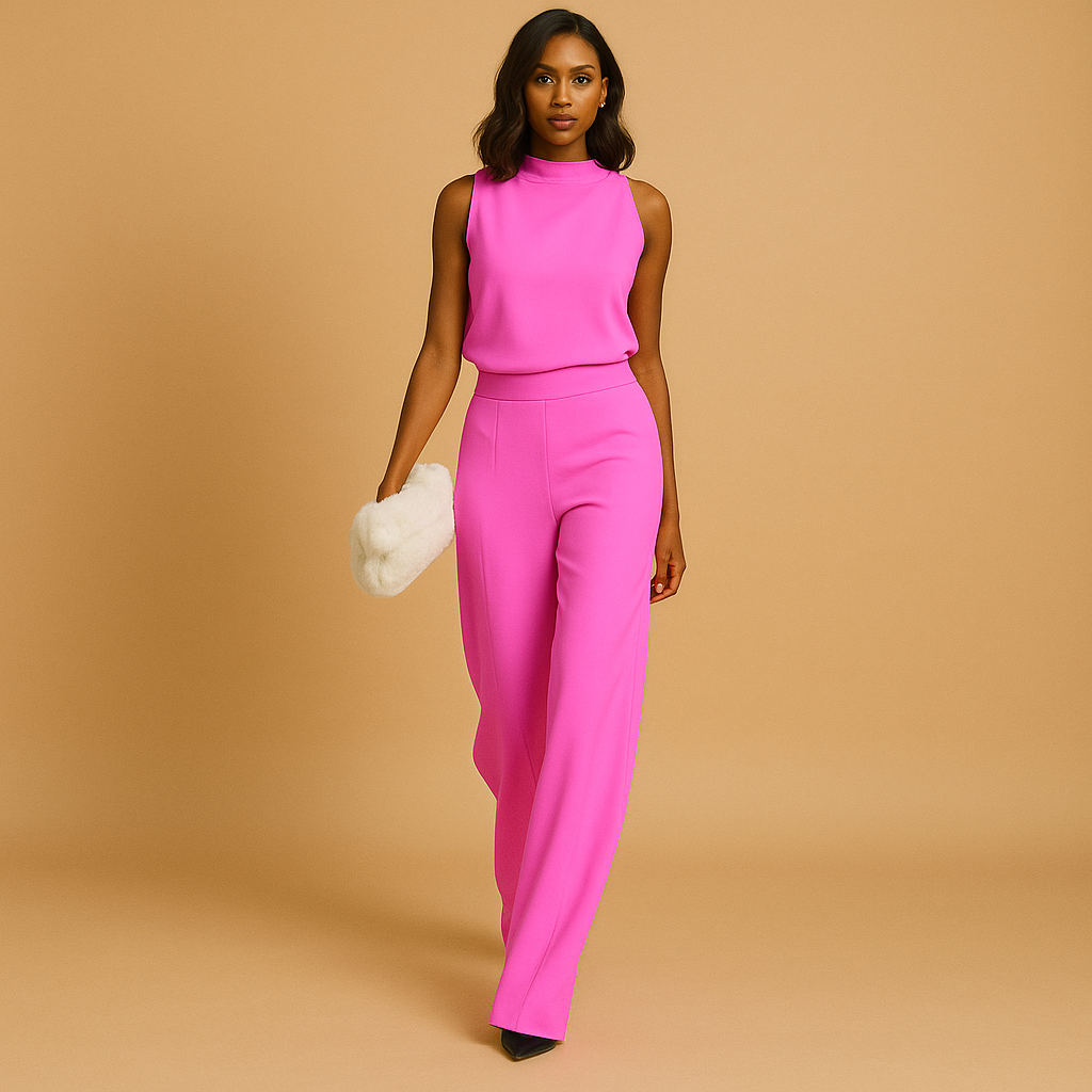 Elegant Jumpsuit | Hög Midja och Vida Ben med Funktionella Fickor | Stilren Design för Komfort och Elegans 3