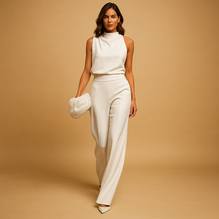 Elegant Jumpsuit | Hög Midja och Vida Ben med Funktionella Fickor | Stilren Design för Komfort och Elegans 5