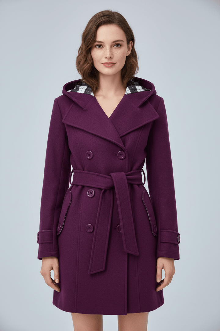 Elegant Kappa | Dubbelknäppt Huvkappa med Justerbart Bälte | Modern Design för Värme och Stil 1