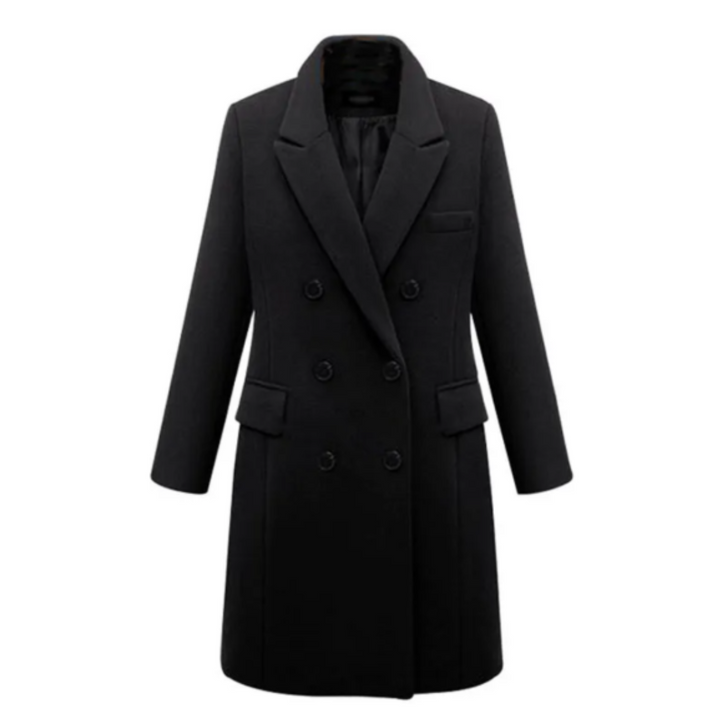 Elegant Kappa | Dubbelknäppt Lång Kappa med Skräddarsydda Slag | Perfekt för Formella Tillfällen 0