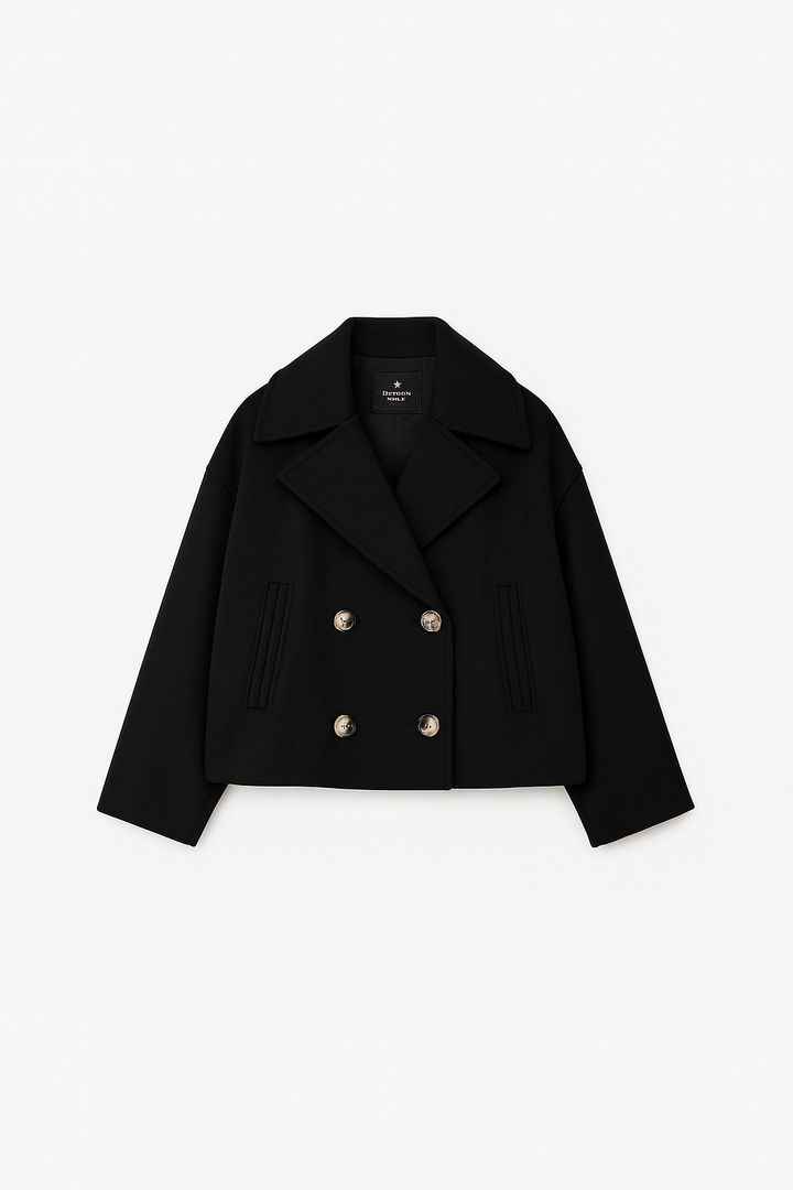 Elegant Kappa | Kort Kappa för Kvinnor med Bred Slag och Tvåradig Knapp | Perfekt för Vardags och Kvällsbruk 2