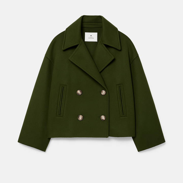 Elegant Kappa | Kort Kappa för Kvinnor med Bred Slag och Tvåradig Knapp | Perfekt för Vardags och Kvällsbruk 3