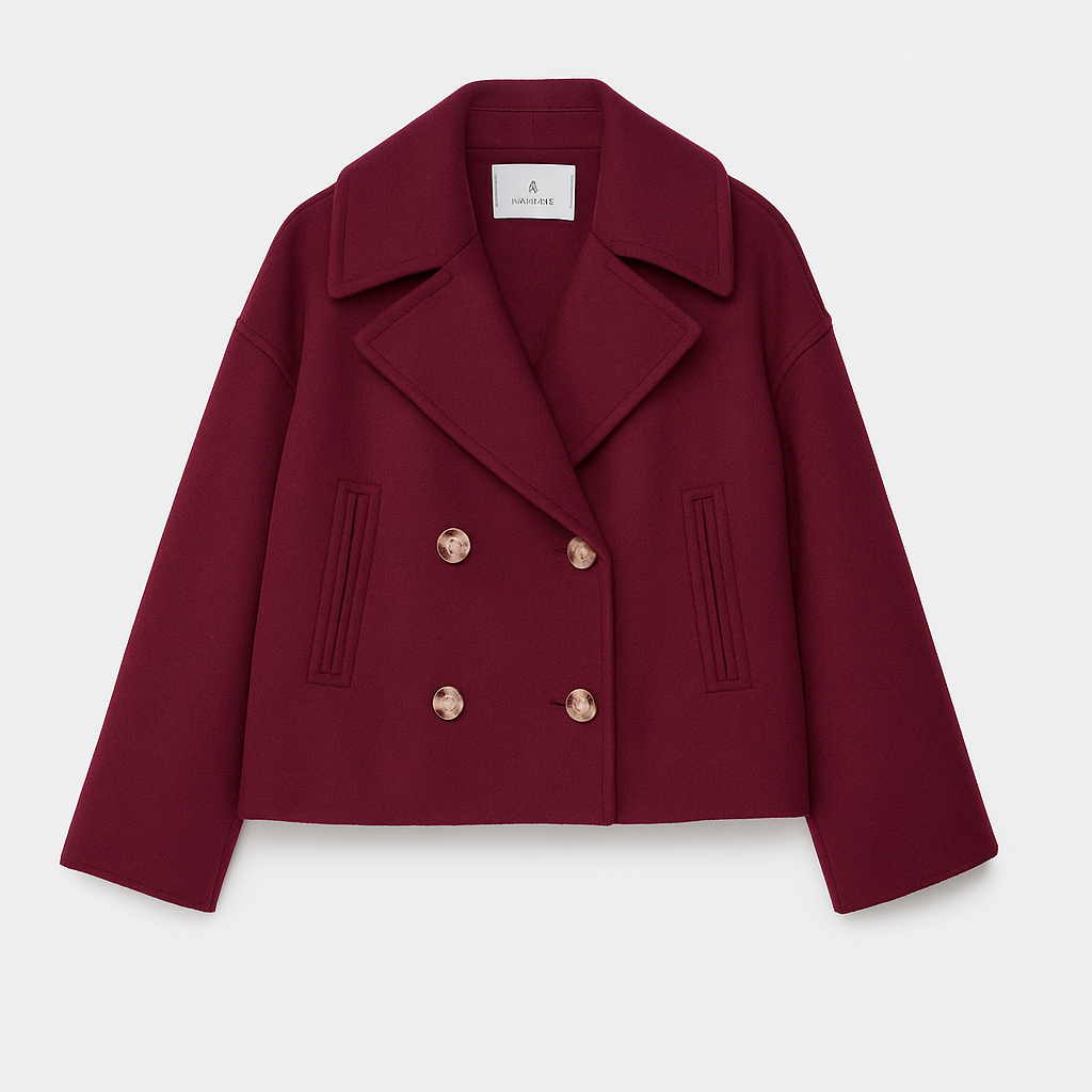 Elegant Kappa | Kort Kappa för Kvinnor med Bred Slag och Tvåradig Knapp | Perfekt för Vardags och Kvällsbruk 4