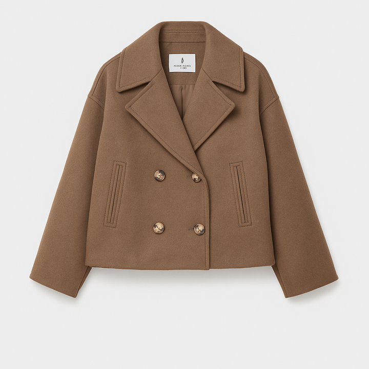 Elegant Kappa | Kort Kappa för Kvinnor med Bred Slag och Tvåradig Knapp | Perfekt för Vardags och Kvällsbruk 5